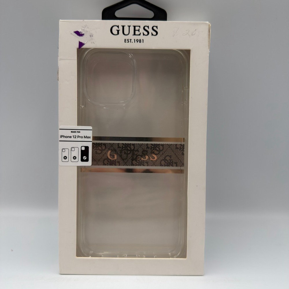 Guess iPhone 12 Pro Max Case Clear Brown Monogram Logo Slim GUOHCP12LKB4GBR